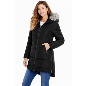 NWT Be Boundless Faux Fur Hood Parka L Black W101